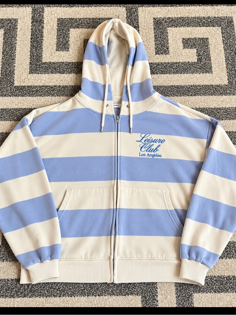 Mighty Fine Blue & Cream Striped Zip Hoodie